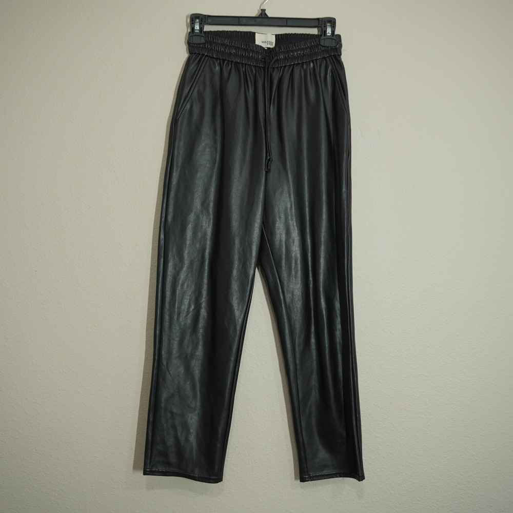 Aritzia Wilfred Free XS Black Vegan Leather Pants Straight Leg Chic Contemporary